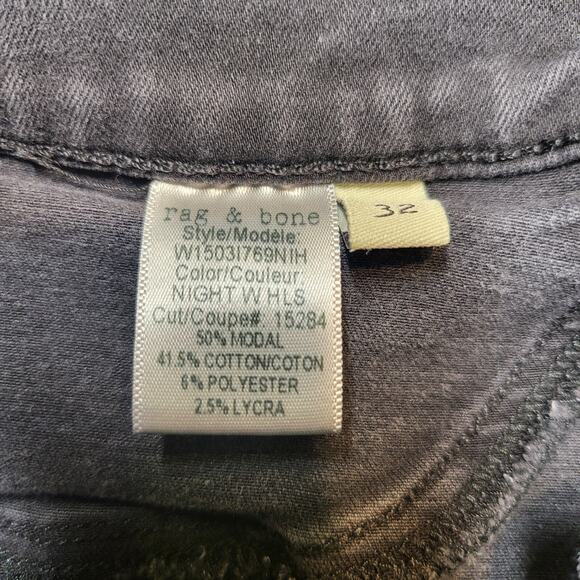 Rag & Bone Jeans Womens 32 Black Skinny Jegging Distressed Stretch Denim - Picture 6 of 12